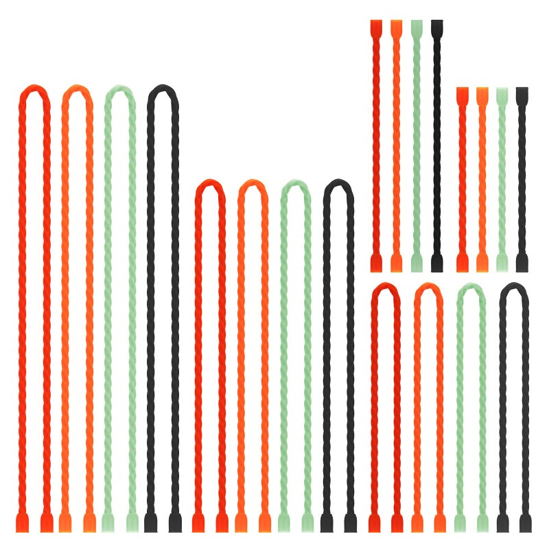 Gesipor 20 Pcs Silicone Cable Ties - Reusable Rubber Twist Ties Bendable Cable Ties For Bundling And Holding, All Purpose Cord Tie For Indoor And Outdoor (4""+6""+12""+18""+24"") - Image 1